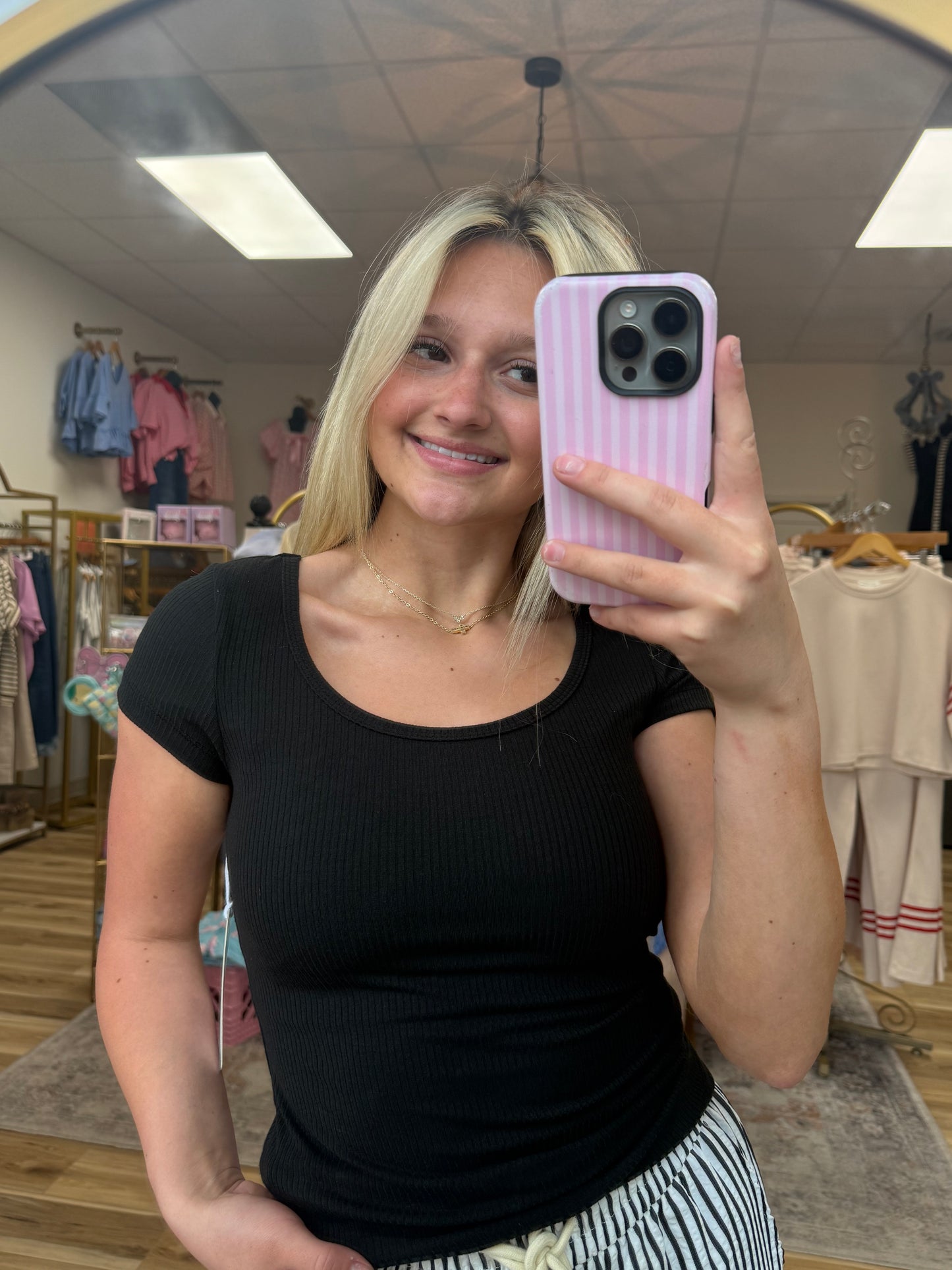 Black scoop neck basic tee