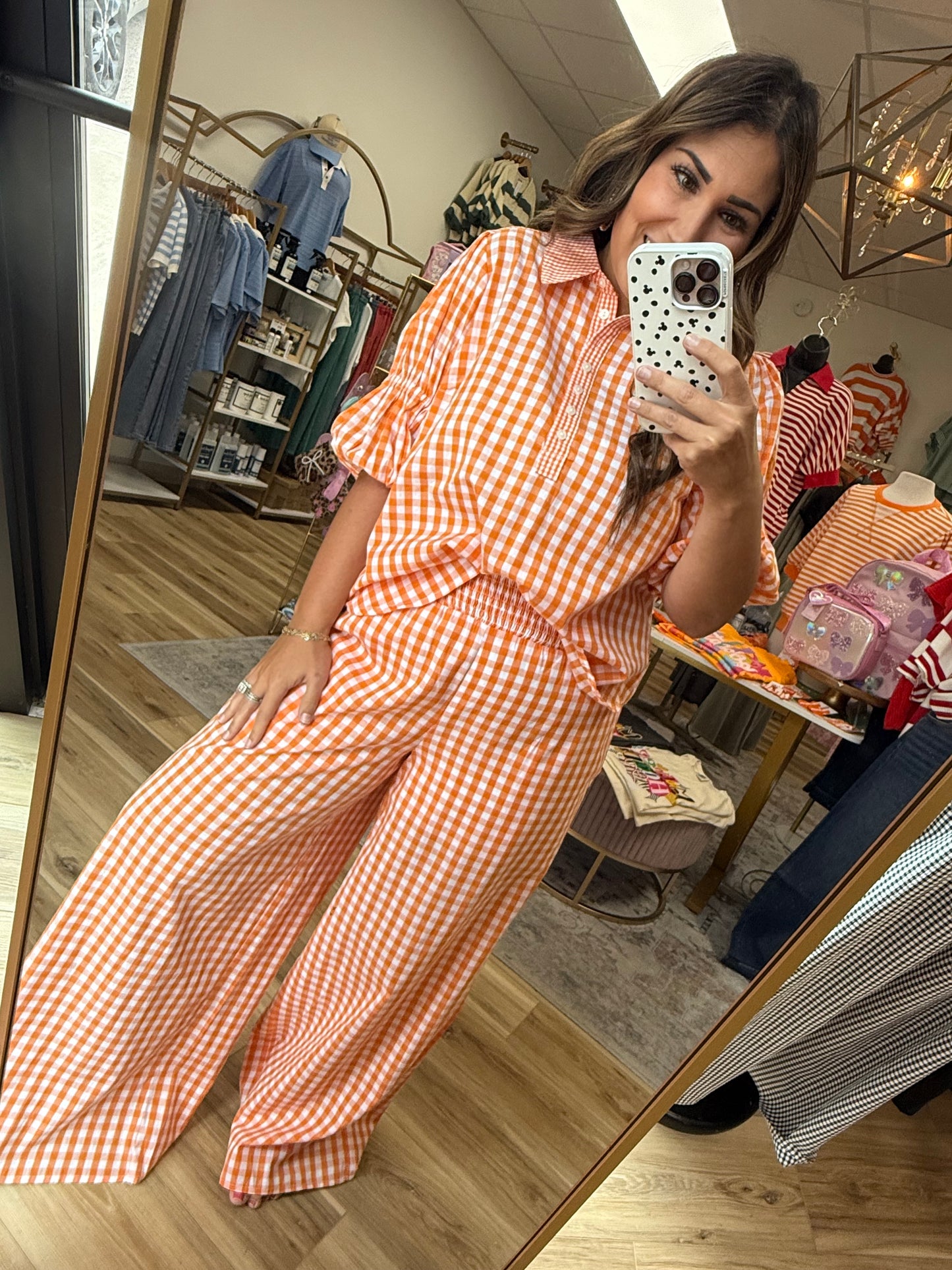 Orange Plaid Top