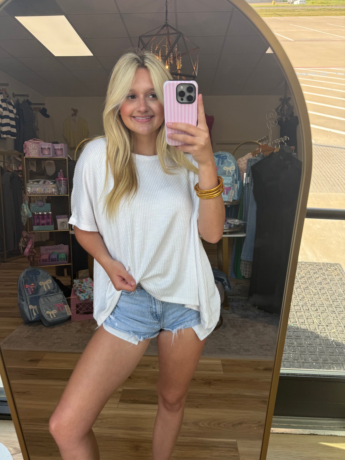 White Soft Ribbed Tee