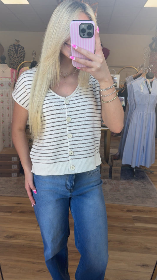 Scoop Neck White Stripe Top