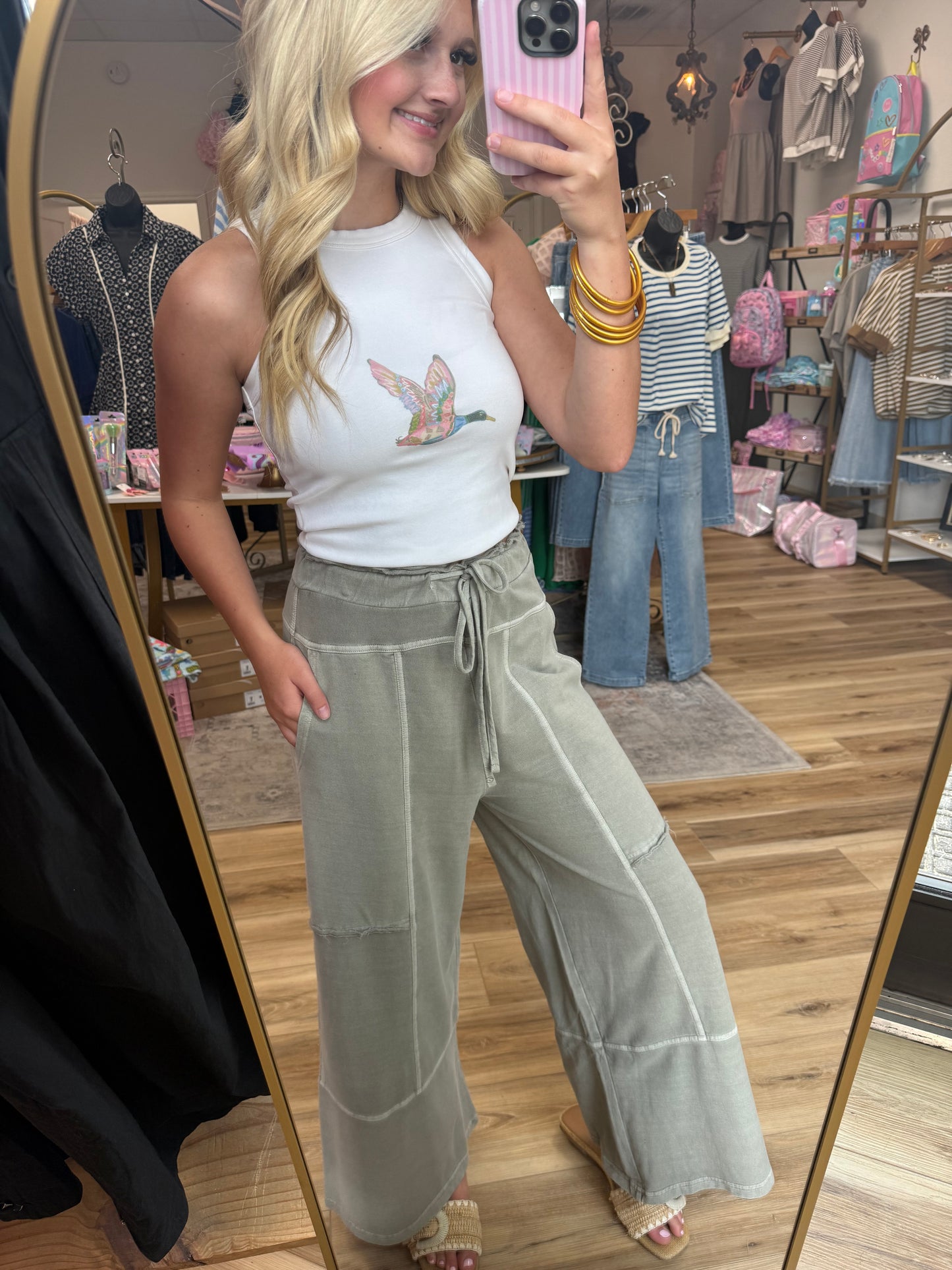 Moss Wide-leg Cargo Sweatpants