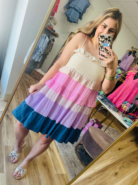 Multi Color Ruffle Dress