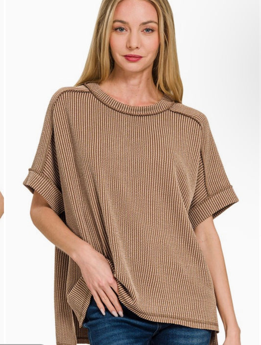 Mocha Ribbed Top