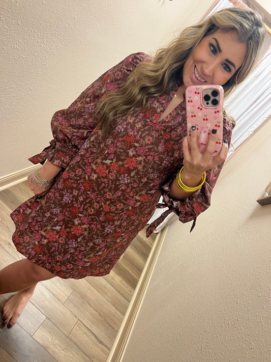 Brown Floral Dress