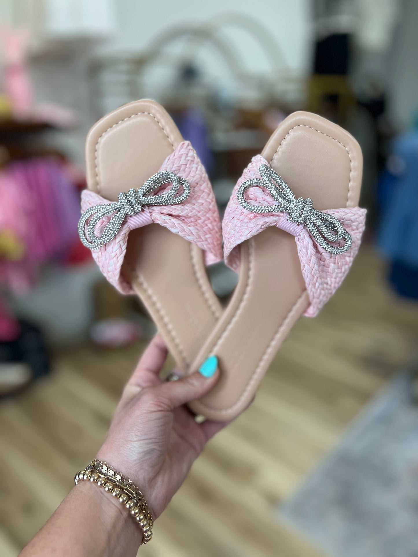 Pink Rhinestone Bow Sandal