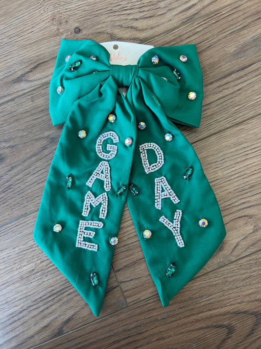 Green/White Gameday Bow