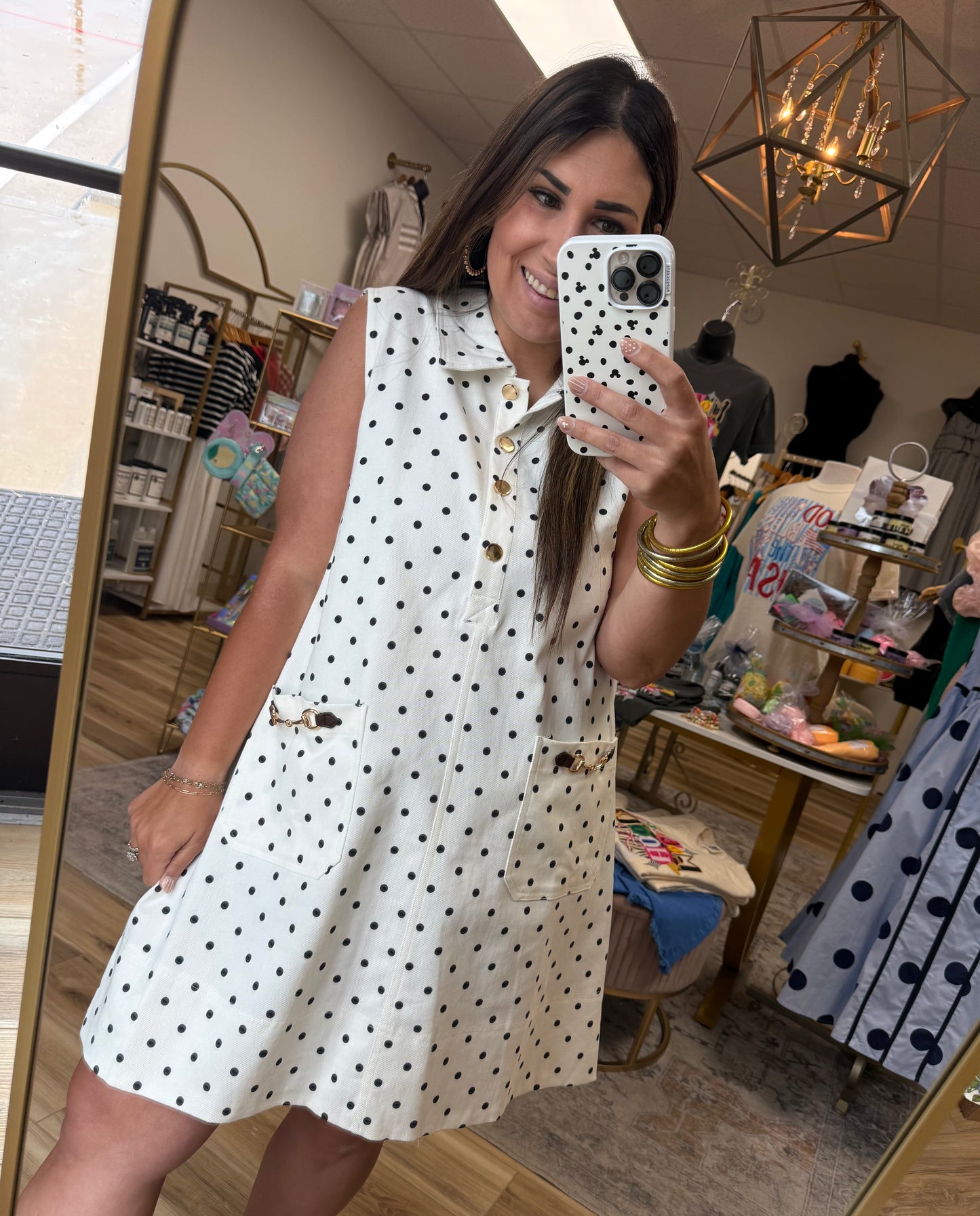 Polka Dot Gold Detail Dress