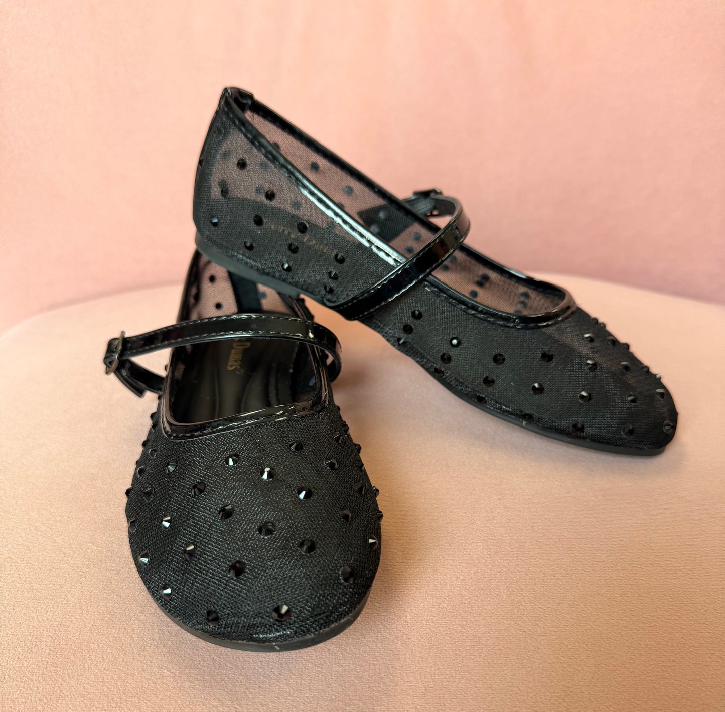 Black Mesh Mary Jane Flats