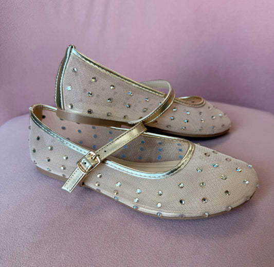 Gold Mesh Mary Jane Flats