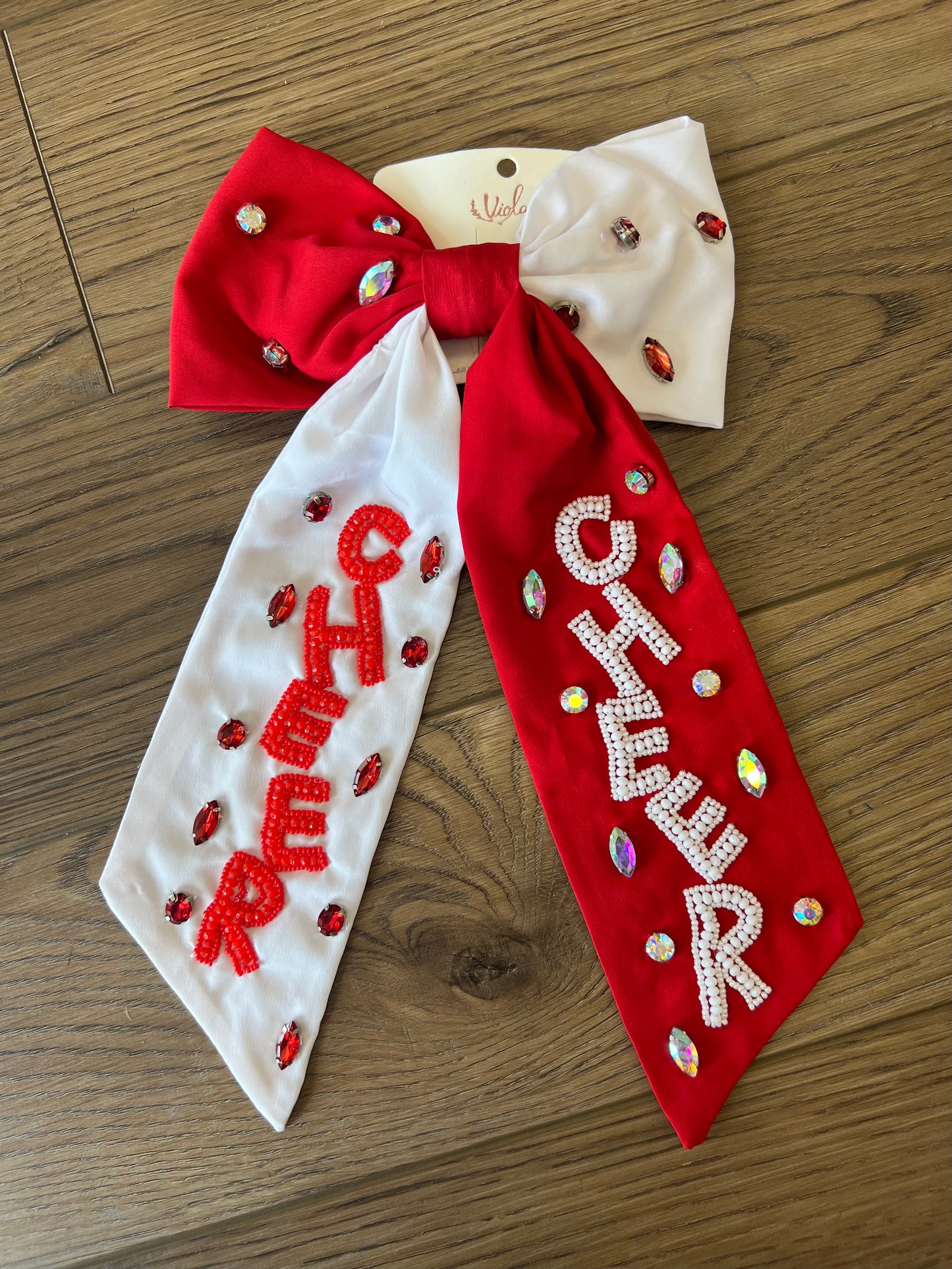 Red/White Cheer Bow