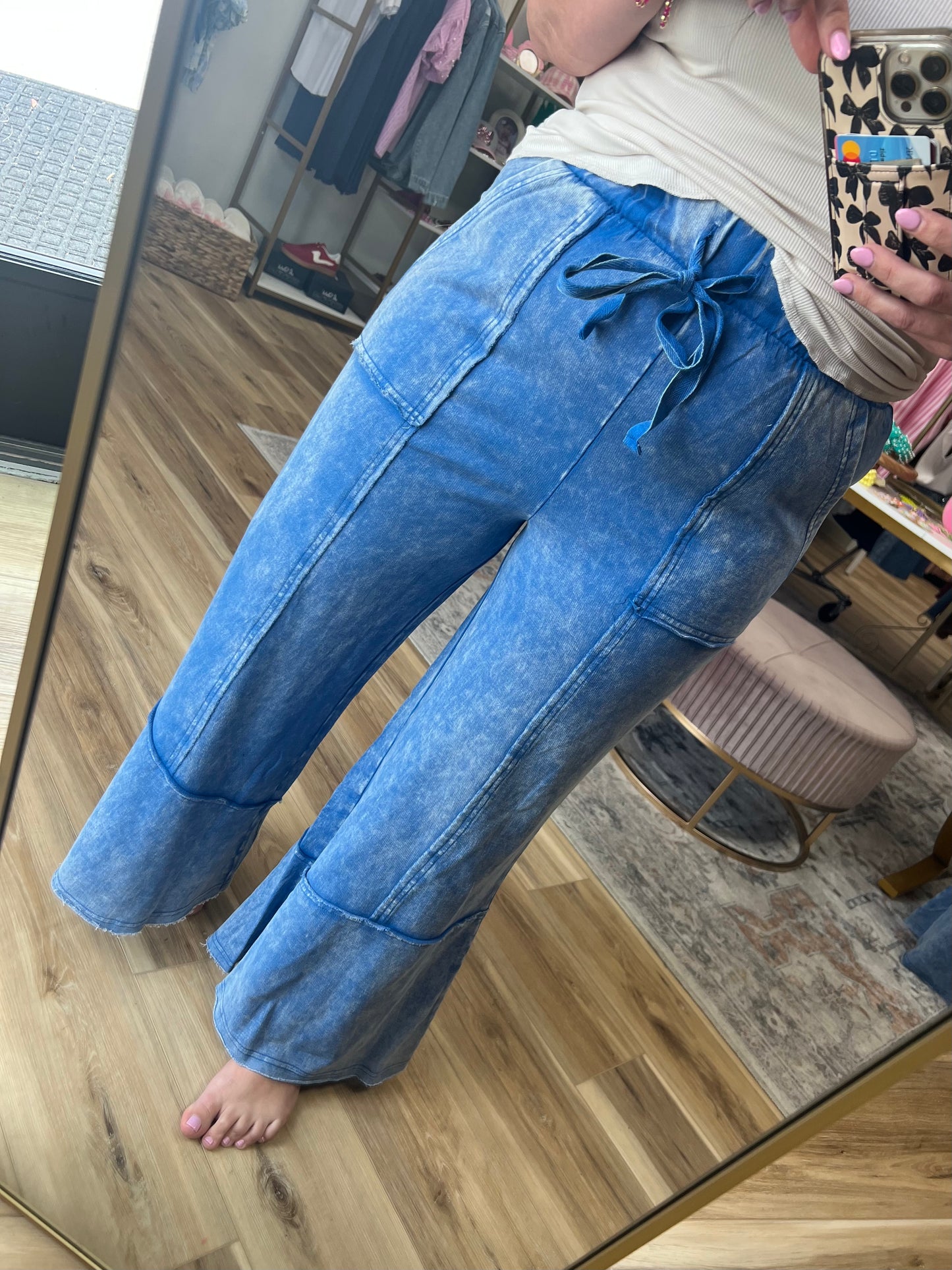 Blue Acid Wash Flare Pant