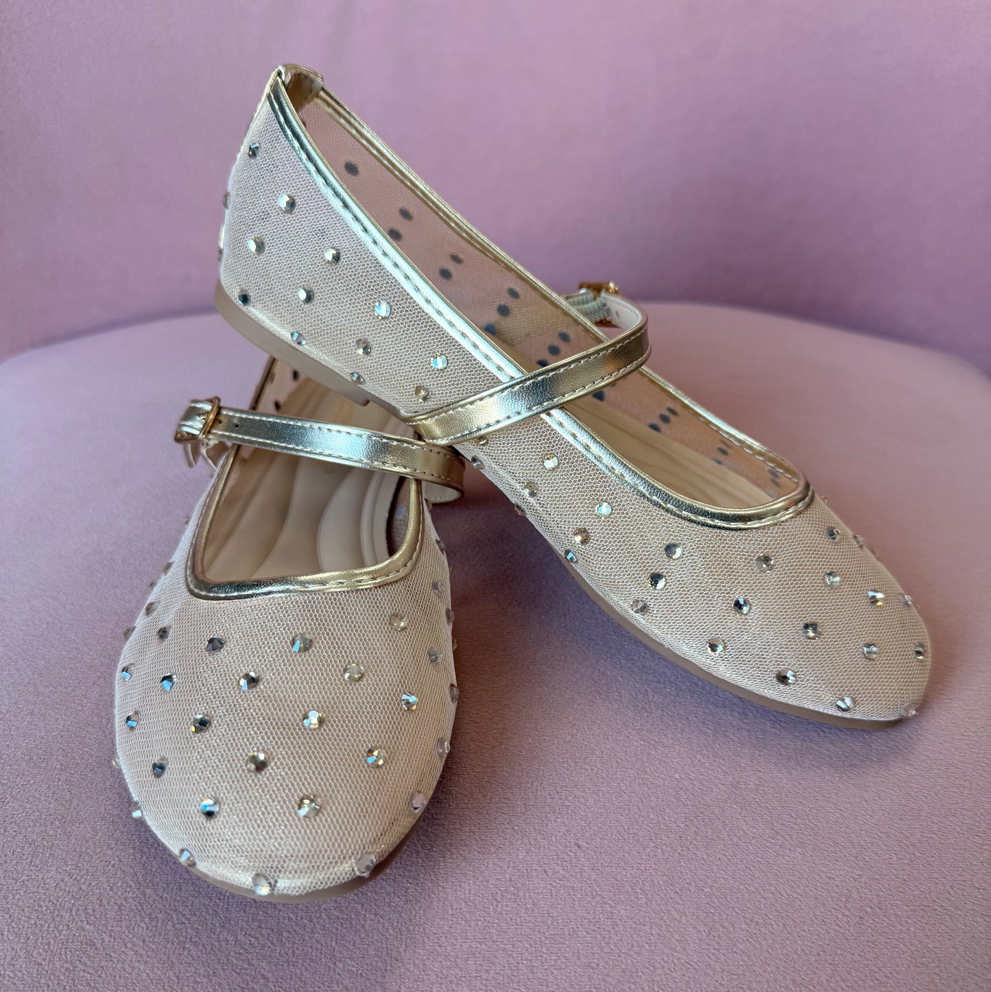 Gold Mesh Mary Jane Flats