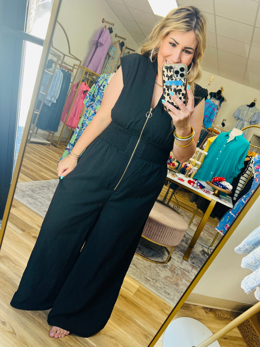 Black Gold Zipper Jumper