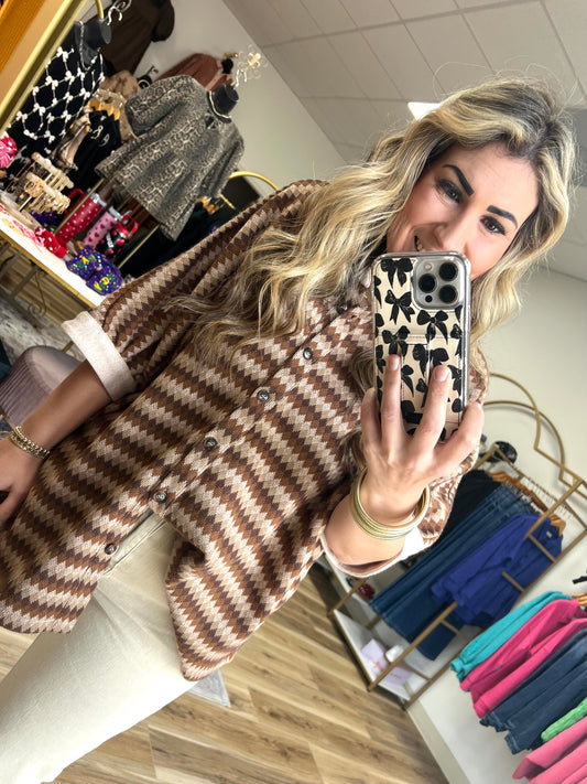 Brown Multi Jacquard Top