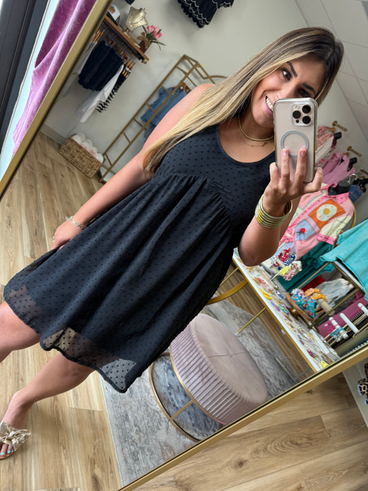 Swiss Dot Black Dress