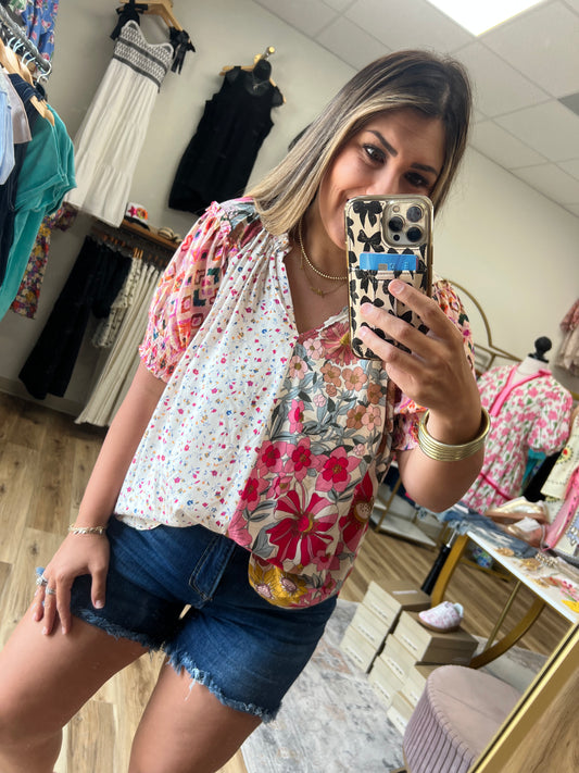 Multi Print Floral Top