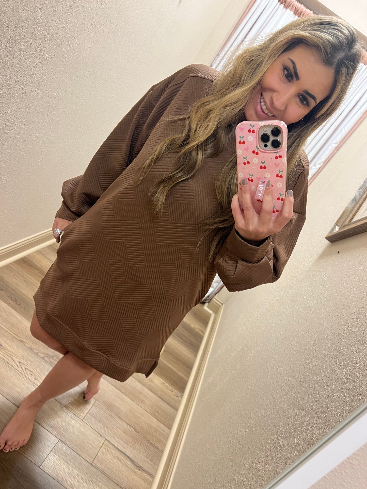 Brown Textured Dress