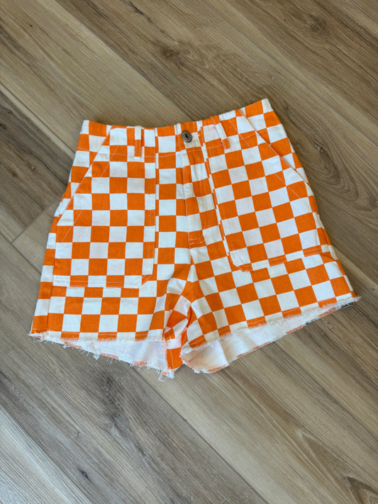 Orange Checkered Shorts