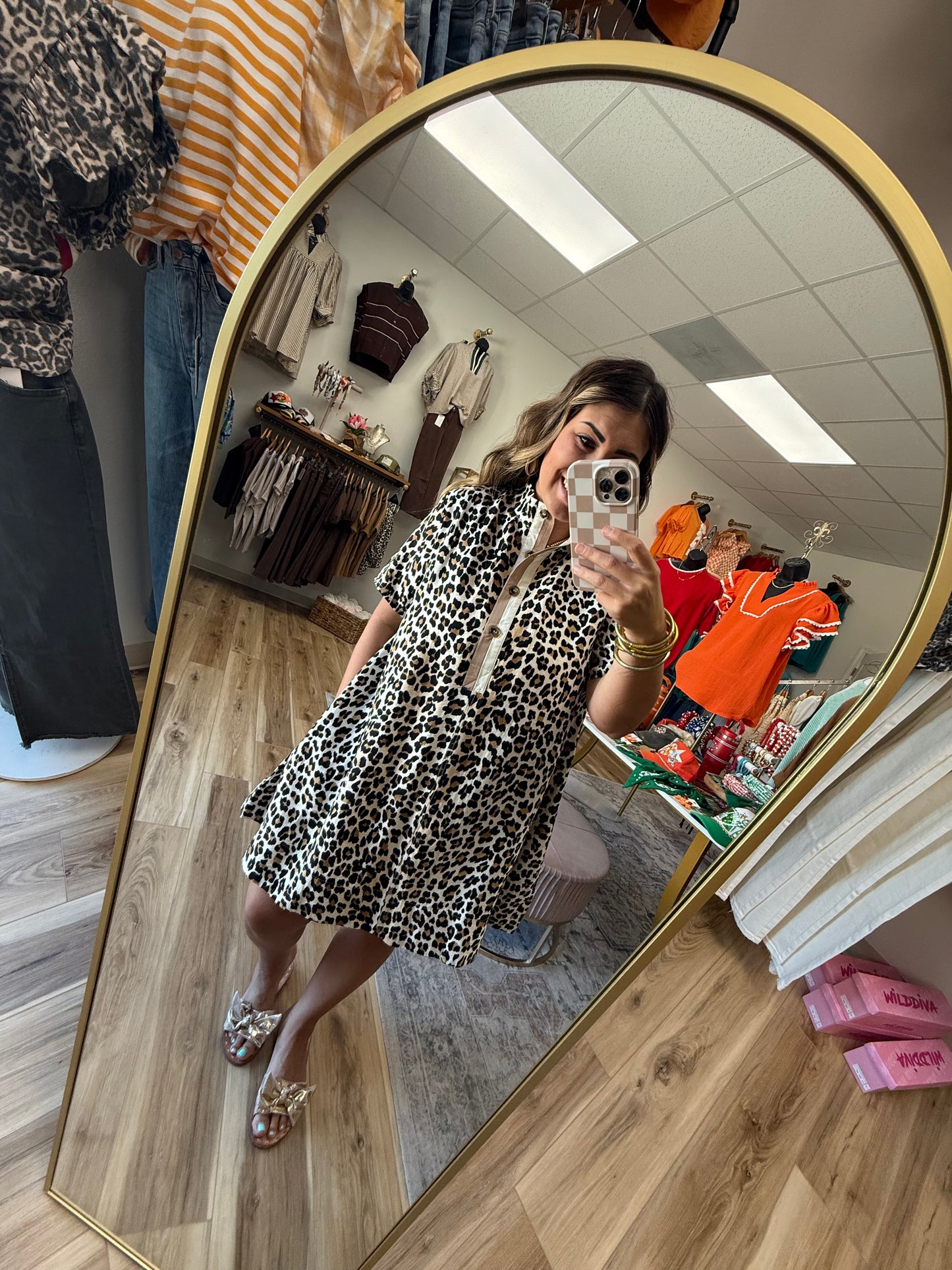 Leopard Button Detailed Dress