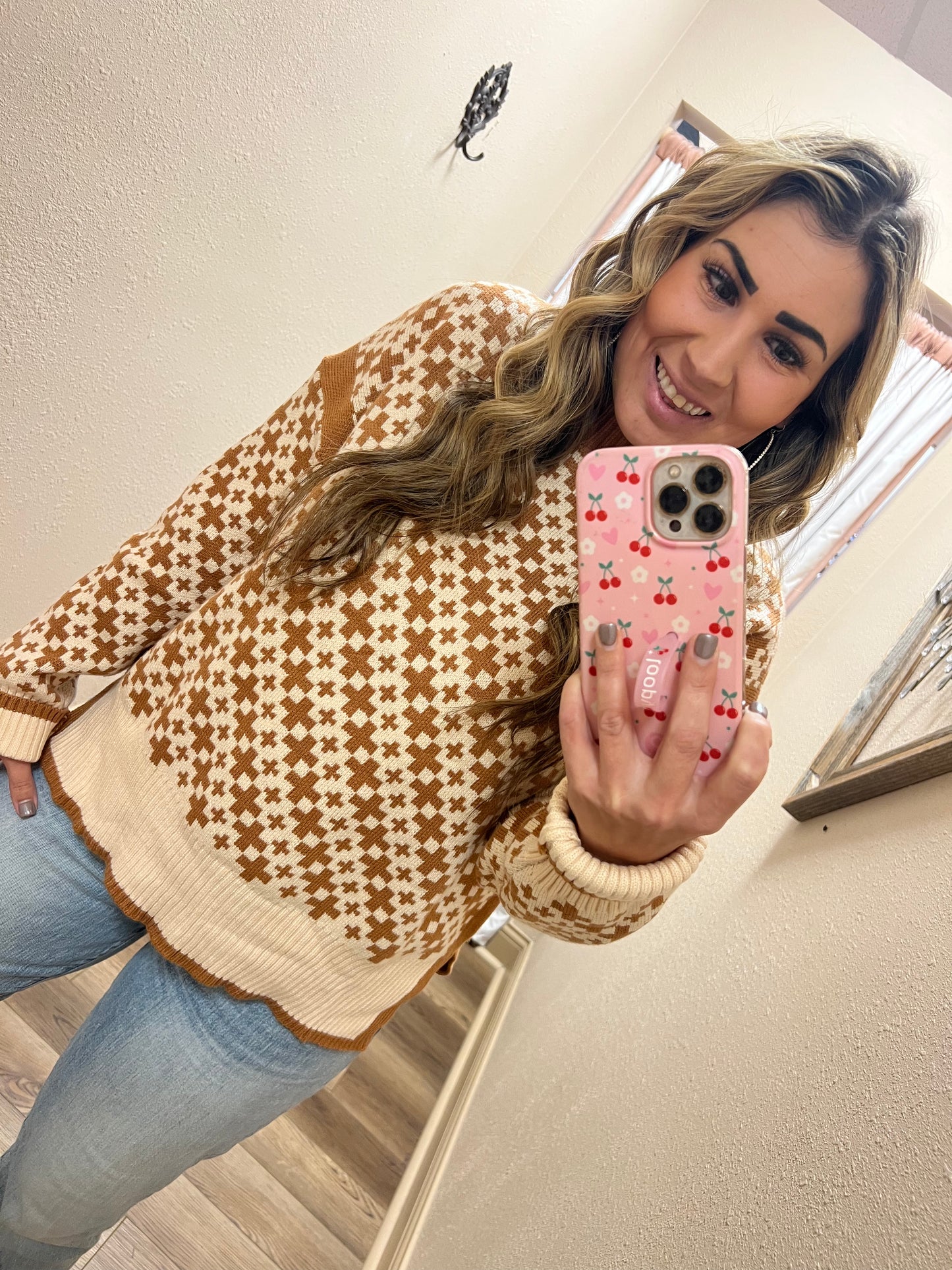 Camel/Beige Printed Sweater