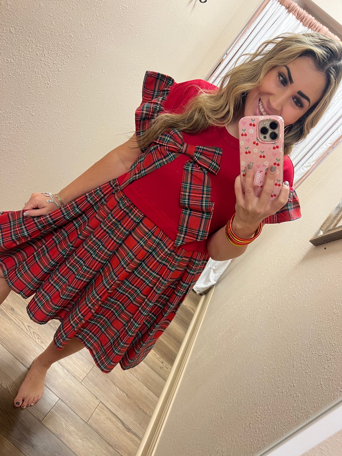 Christmas Plaid Bow Dress