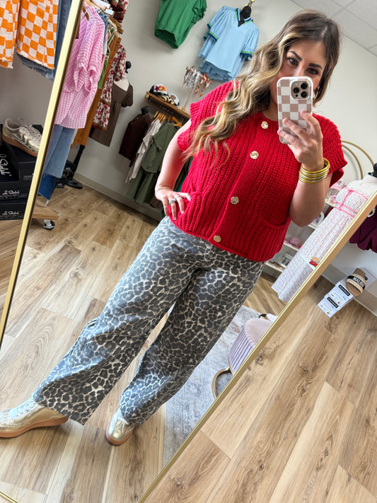 Leopard Barrel Jean