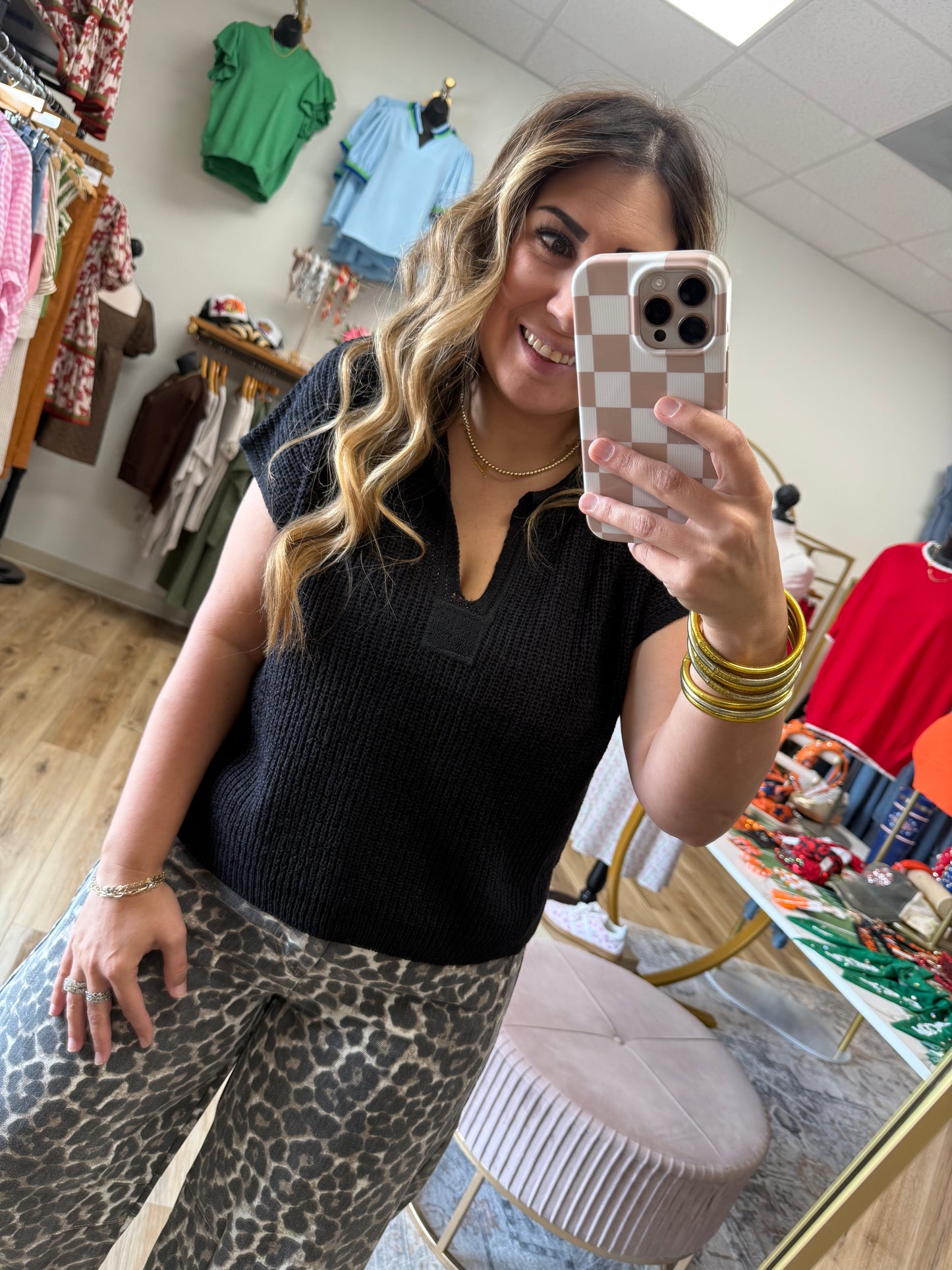 Black Knit Short Sleeve