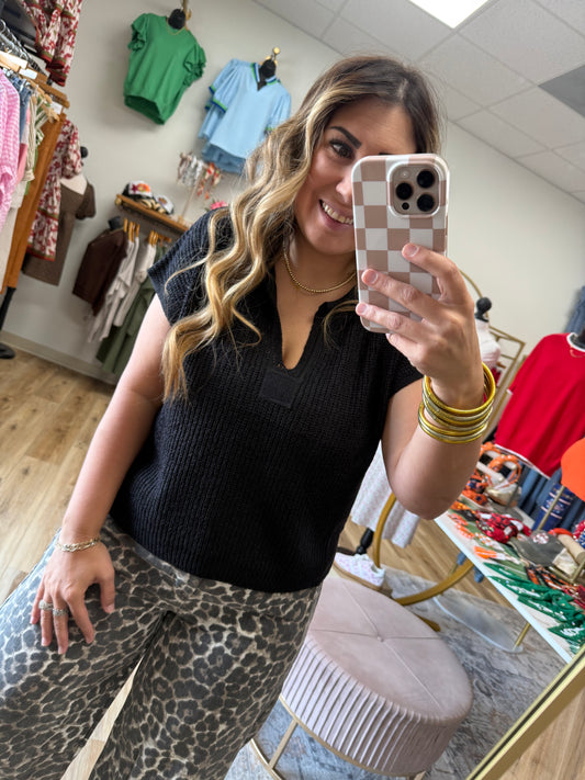 Black Knit Short Sleeve