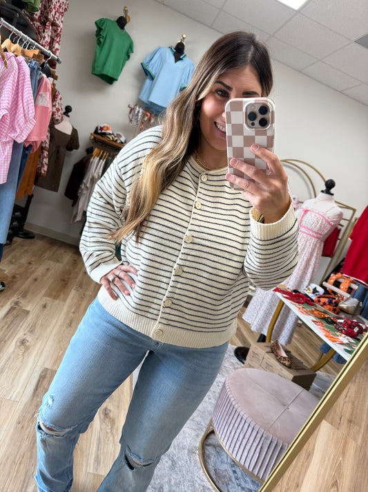 Stripe Button Sweater