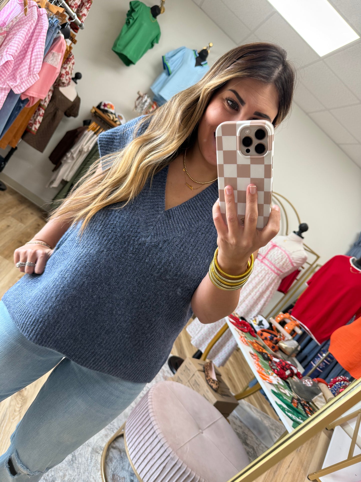 Blue V-Neck Sweater