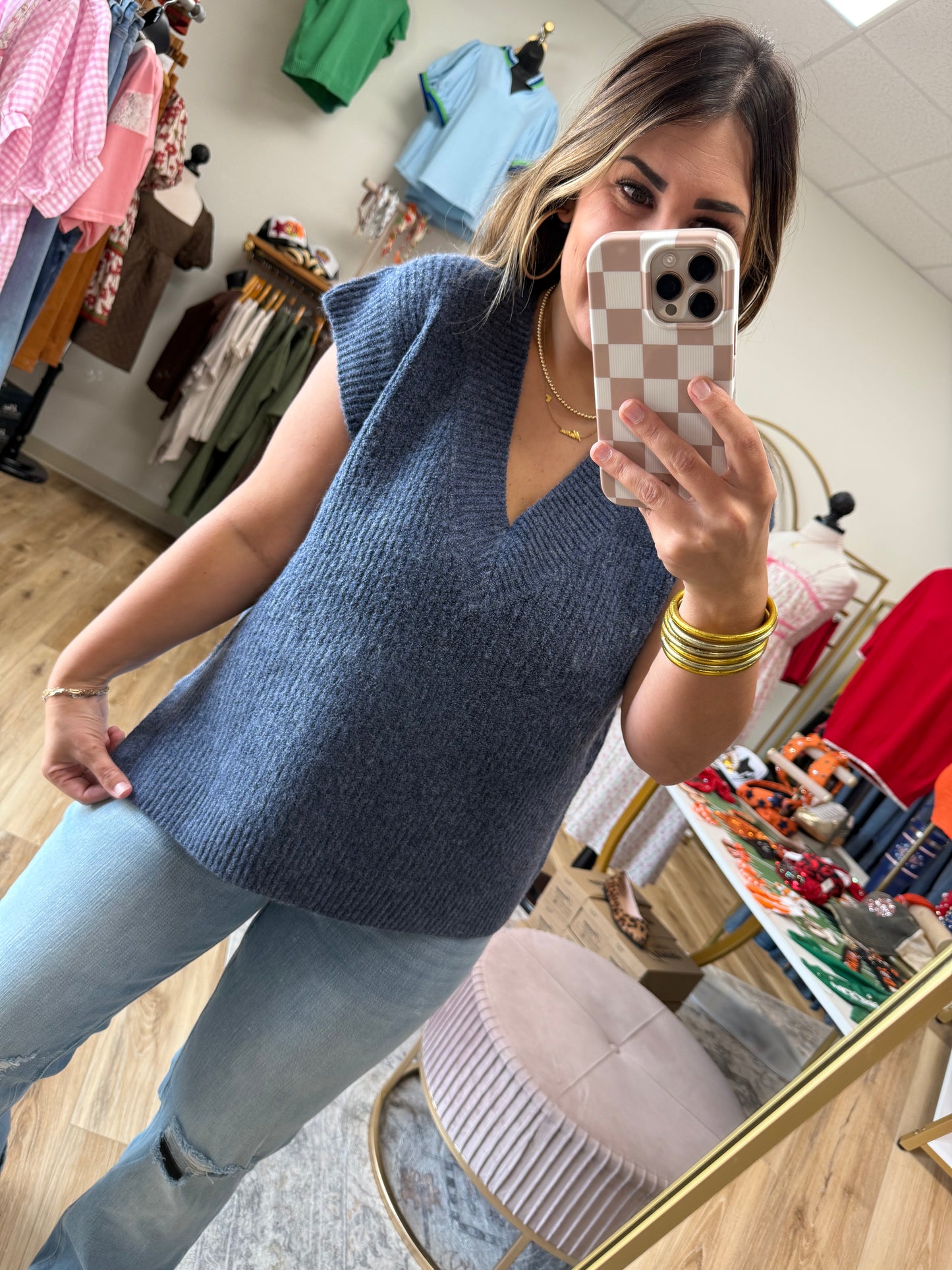 Blue V-Neck Sweater