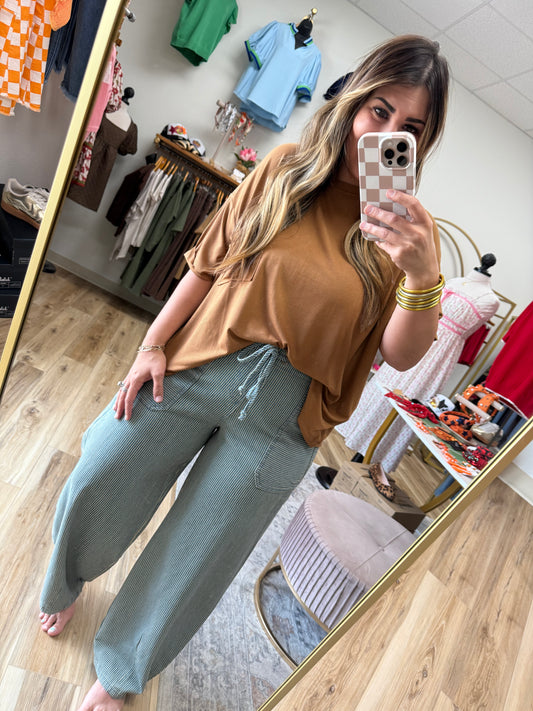 Denim Stripe Barrel Pant