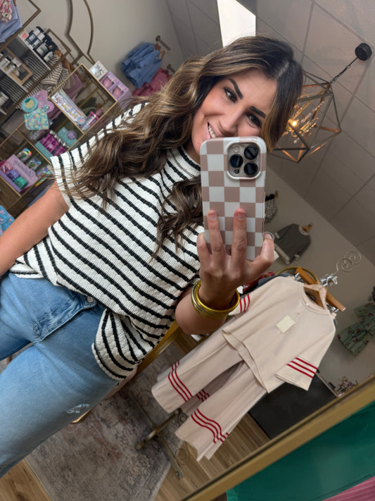 Cream/Black Stripe Top