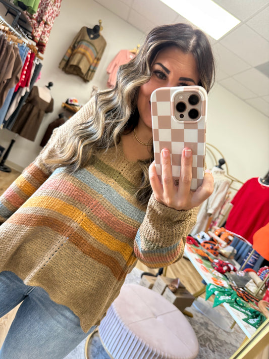 Brown Fall Stripe Knit Sweater