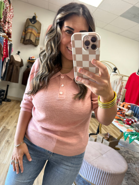 Dusty Pink Collar Sweater
