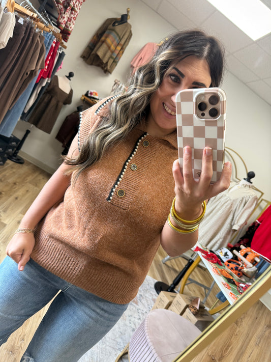 Brown/Black Collared Sweater