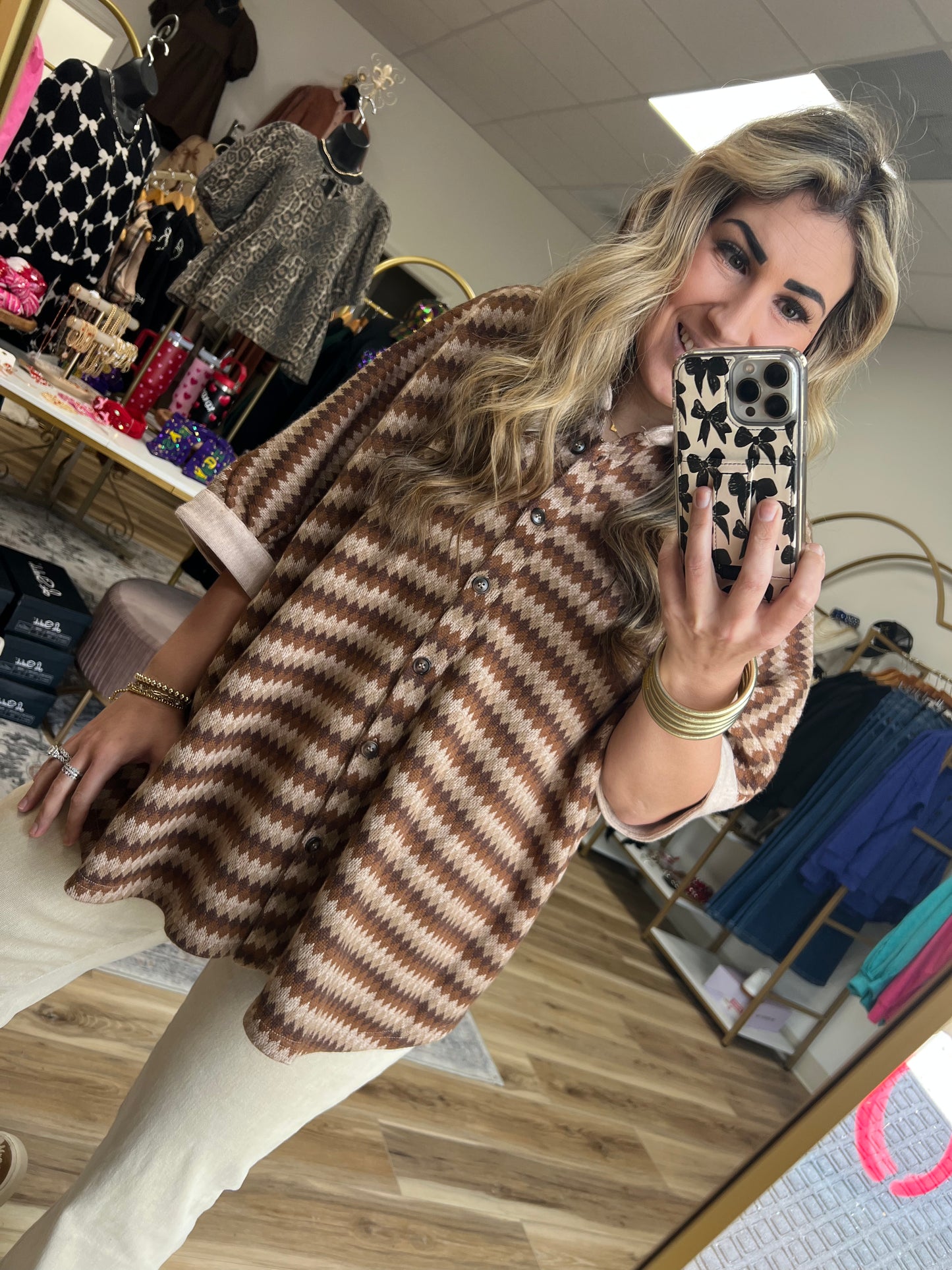 Brown Multi Jacquard Top