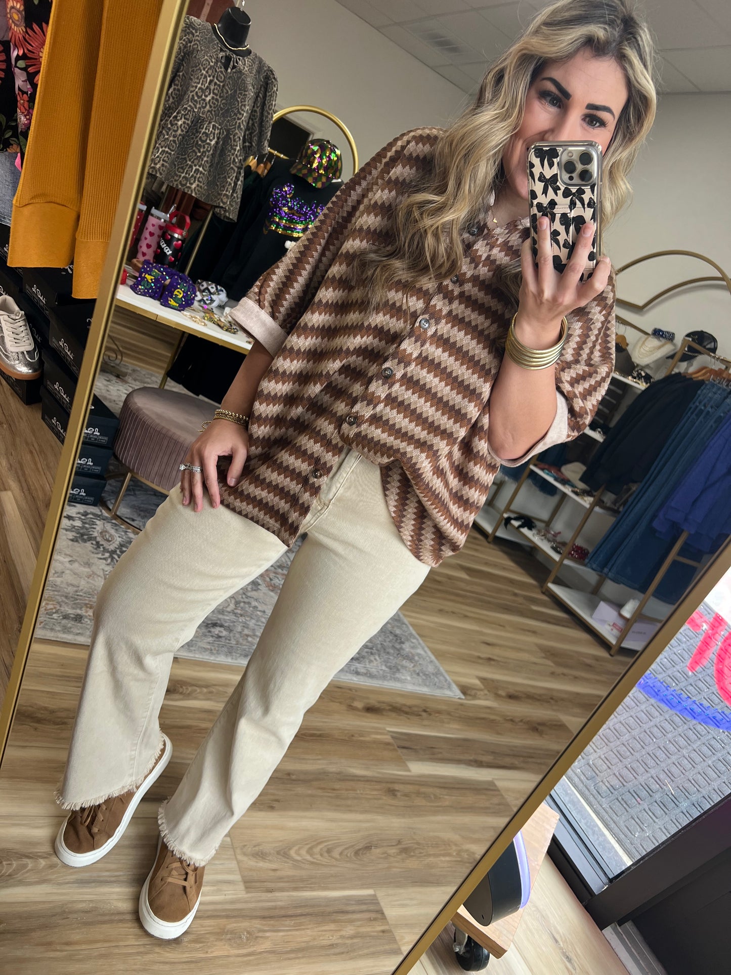 Brown Multi Jacquard Top