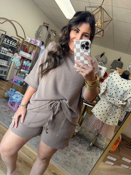 Mocha Ribbed Set