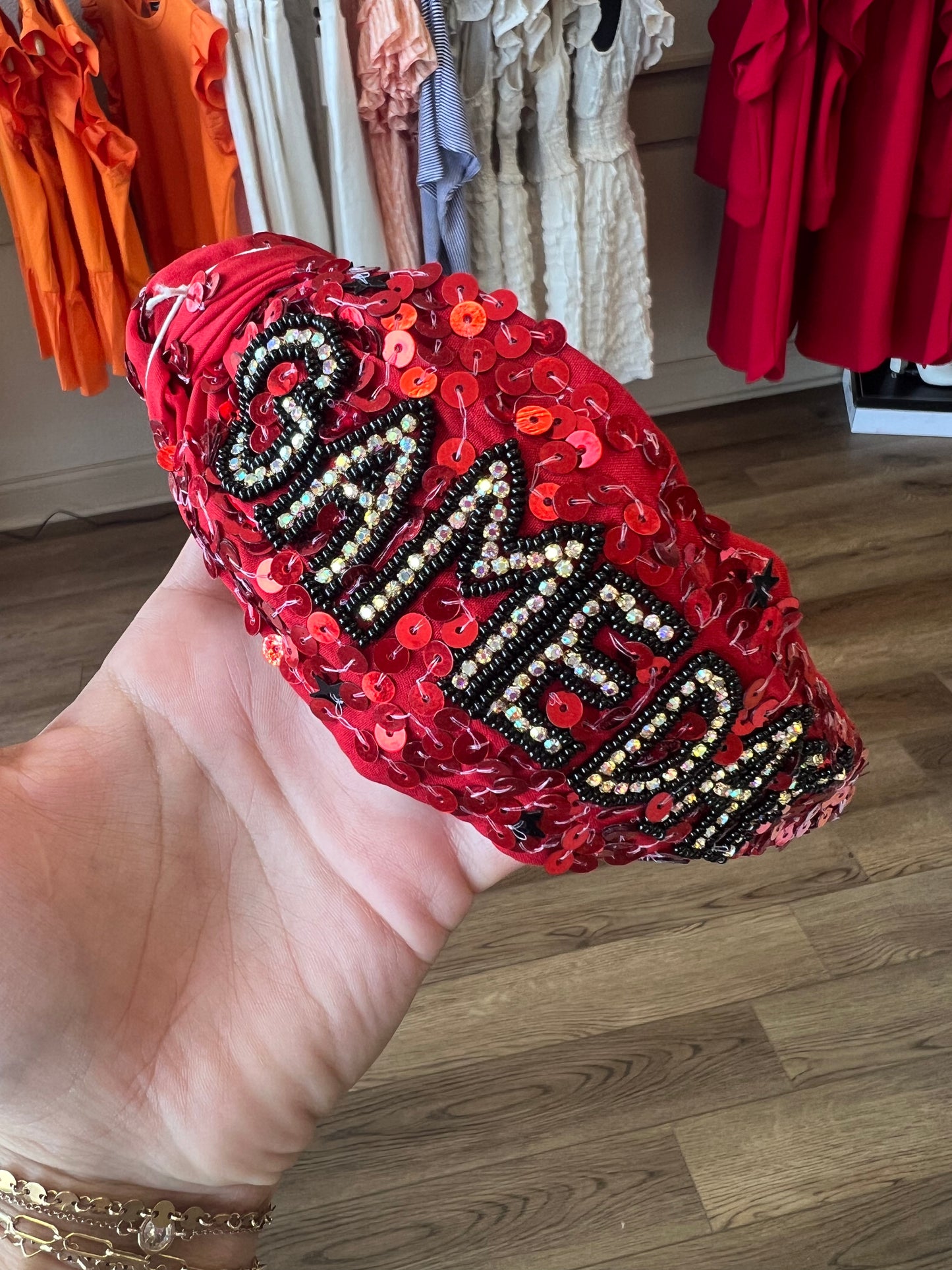 Sequin Gameday Red/Black Headband