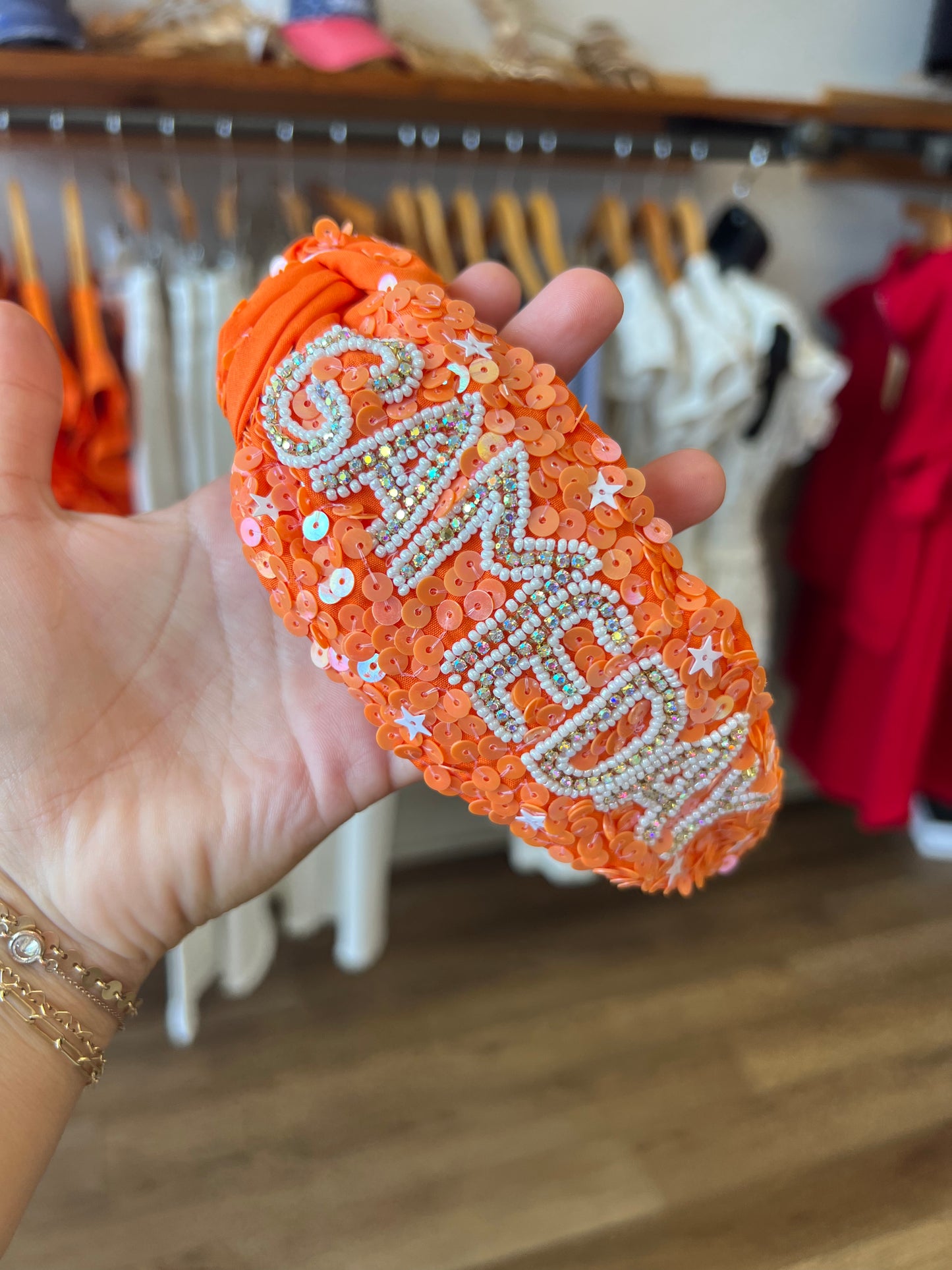 Sequin Gameday Headband Orange