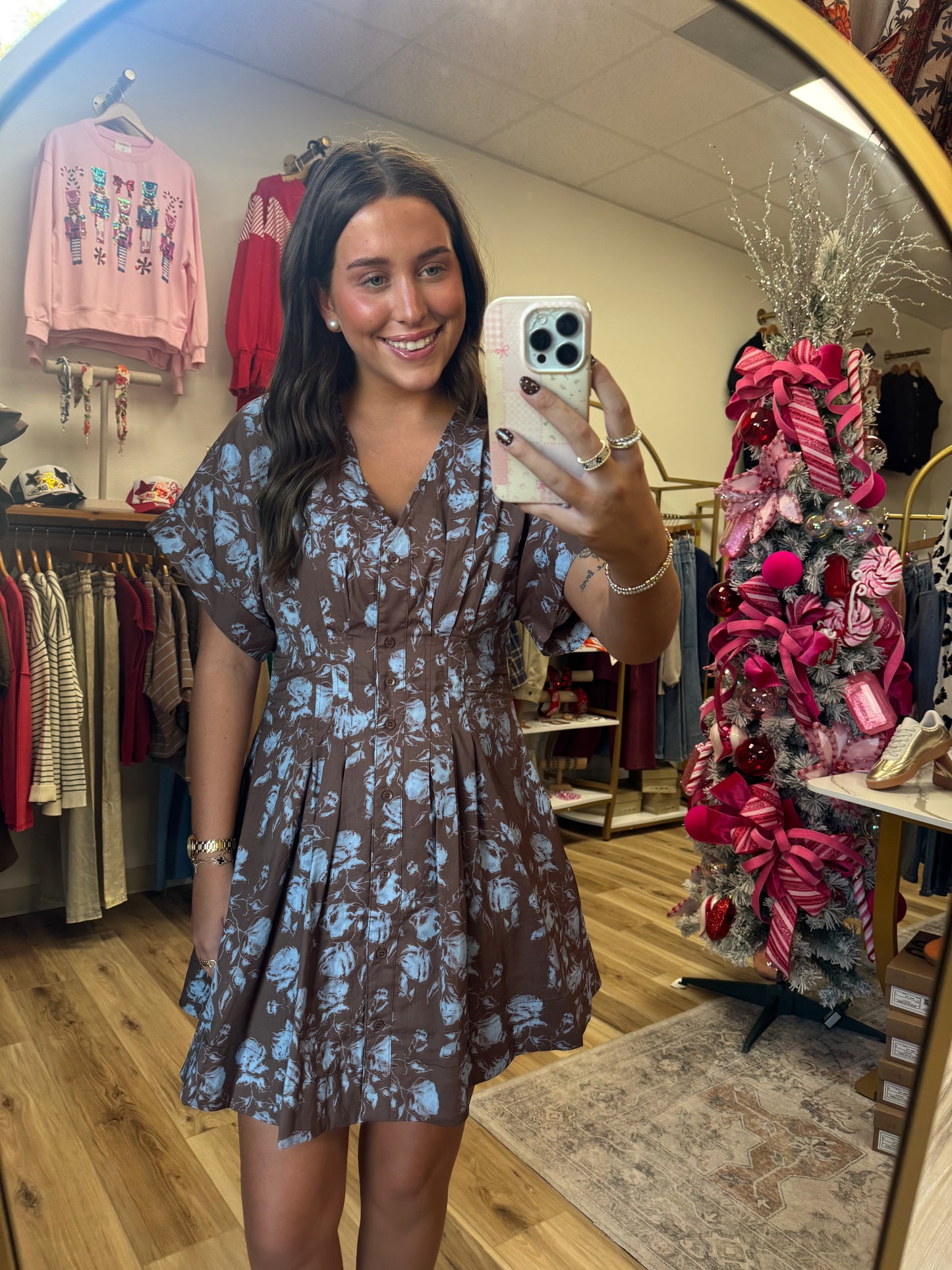 Brown/Blue Floral Dress