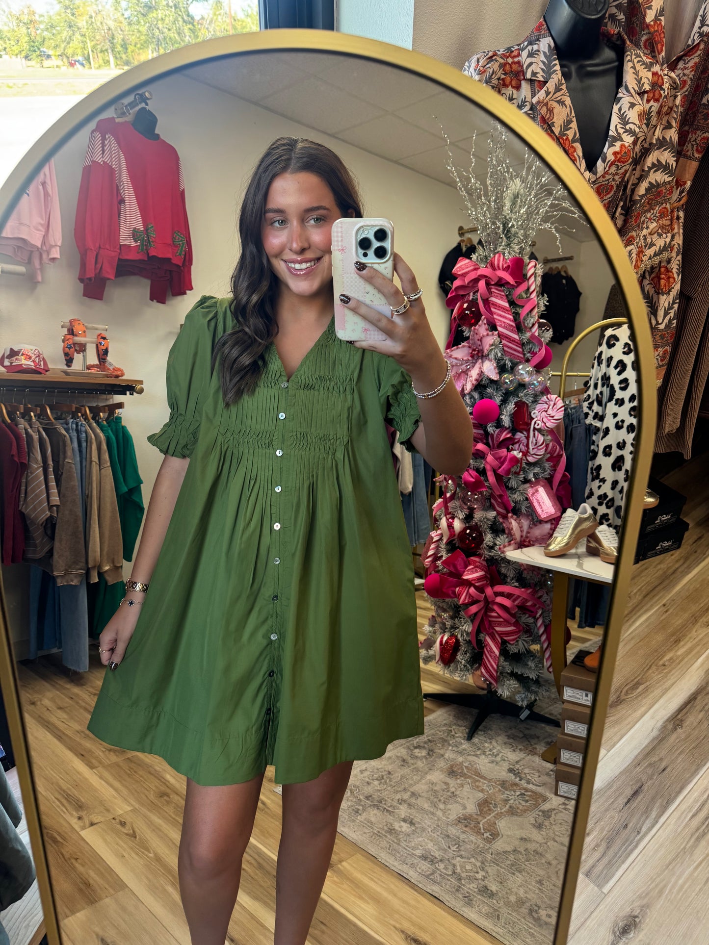 Green Button Down Dress