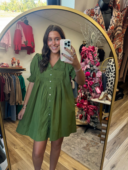 Green Button Down Dress