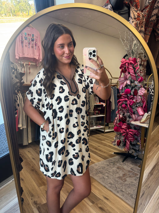 Cream Leopard Dress