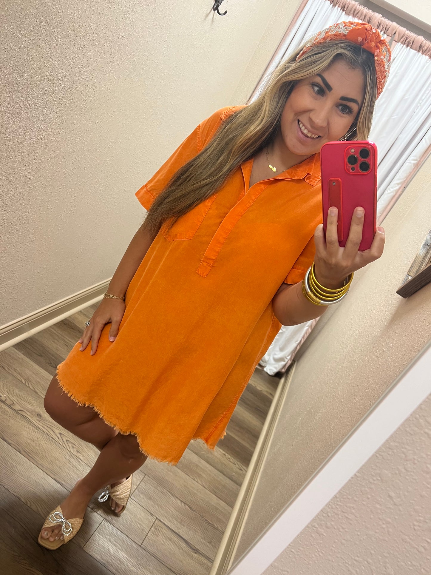 Orange Denim Dress