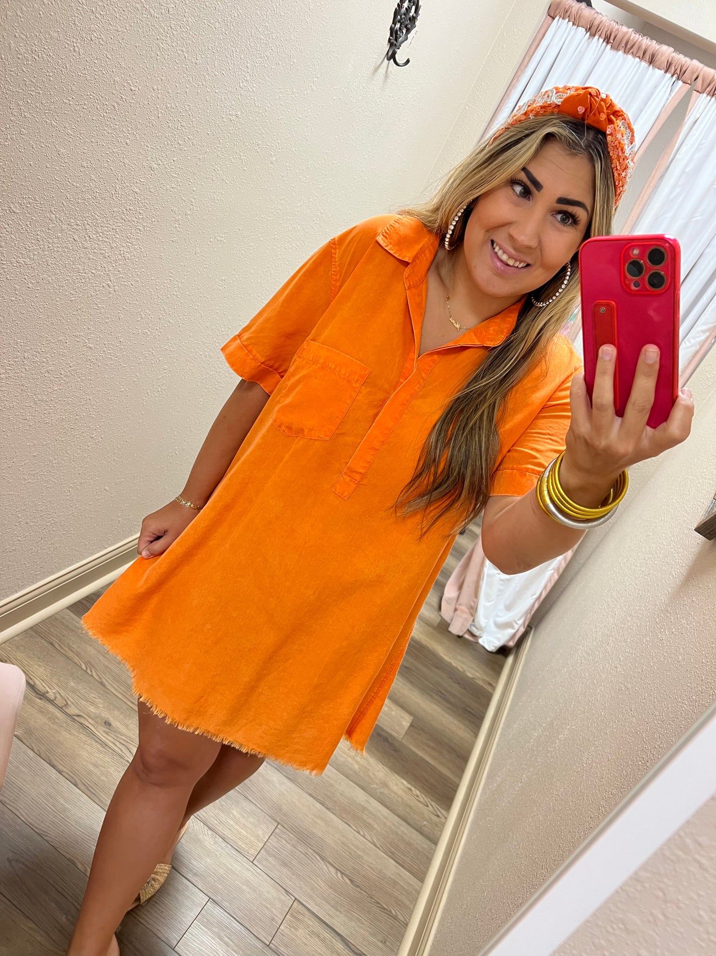 Orange Denim Dress