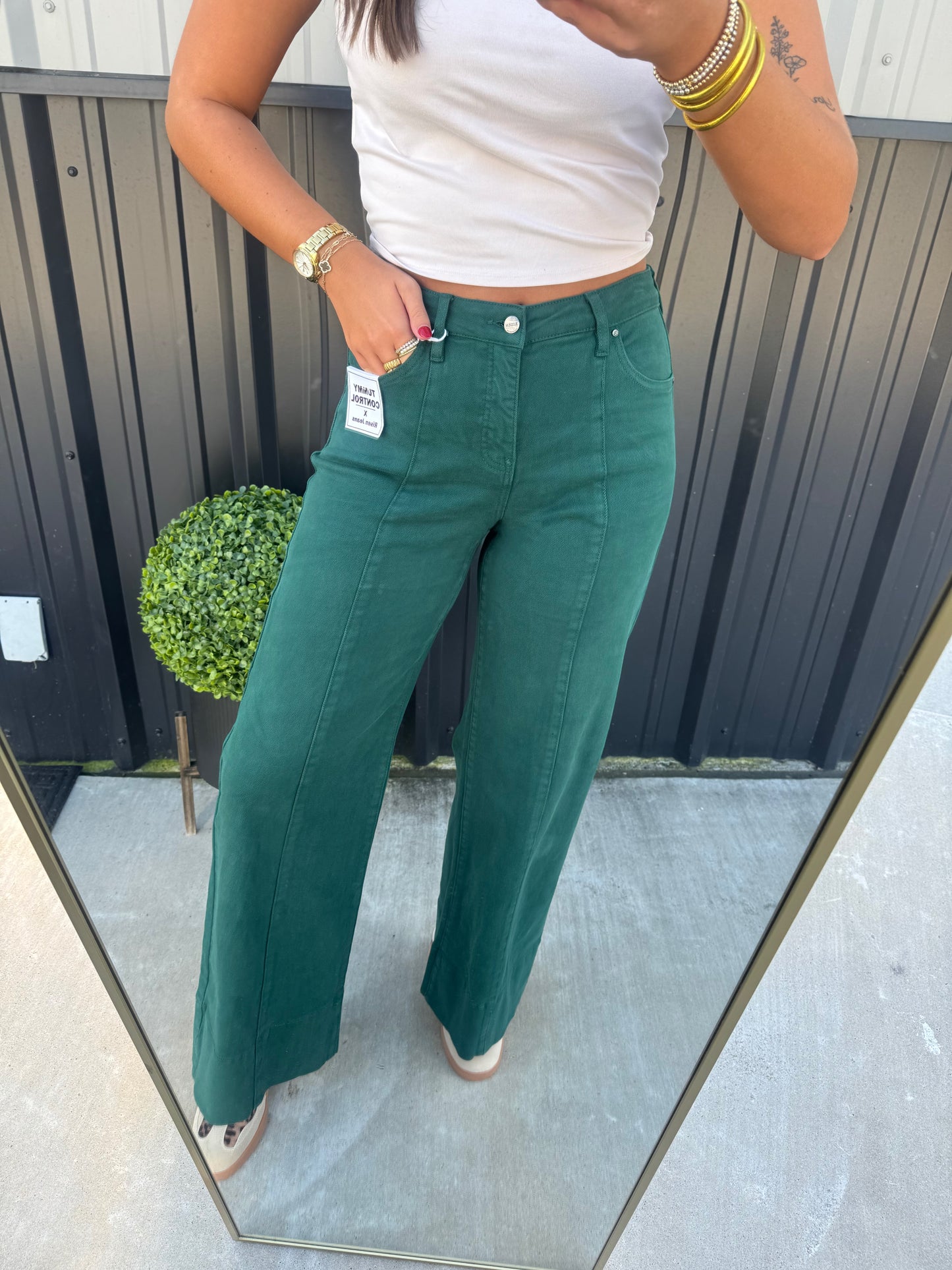 Forest Green Tummy Control Jeans