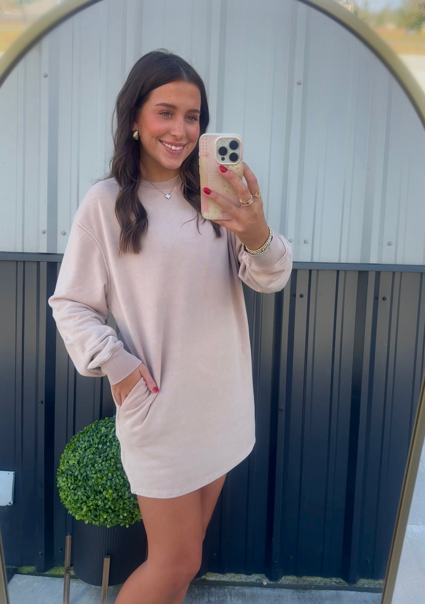 Taupe Sweatshirt Dress
