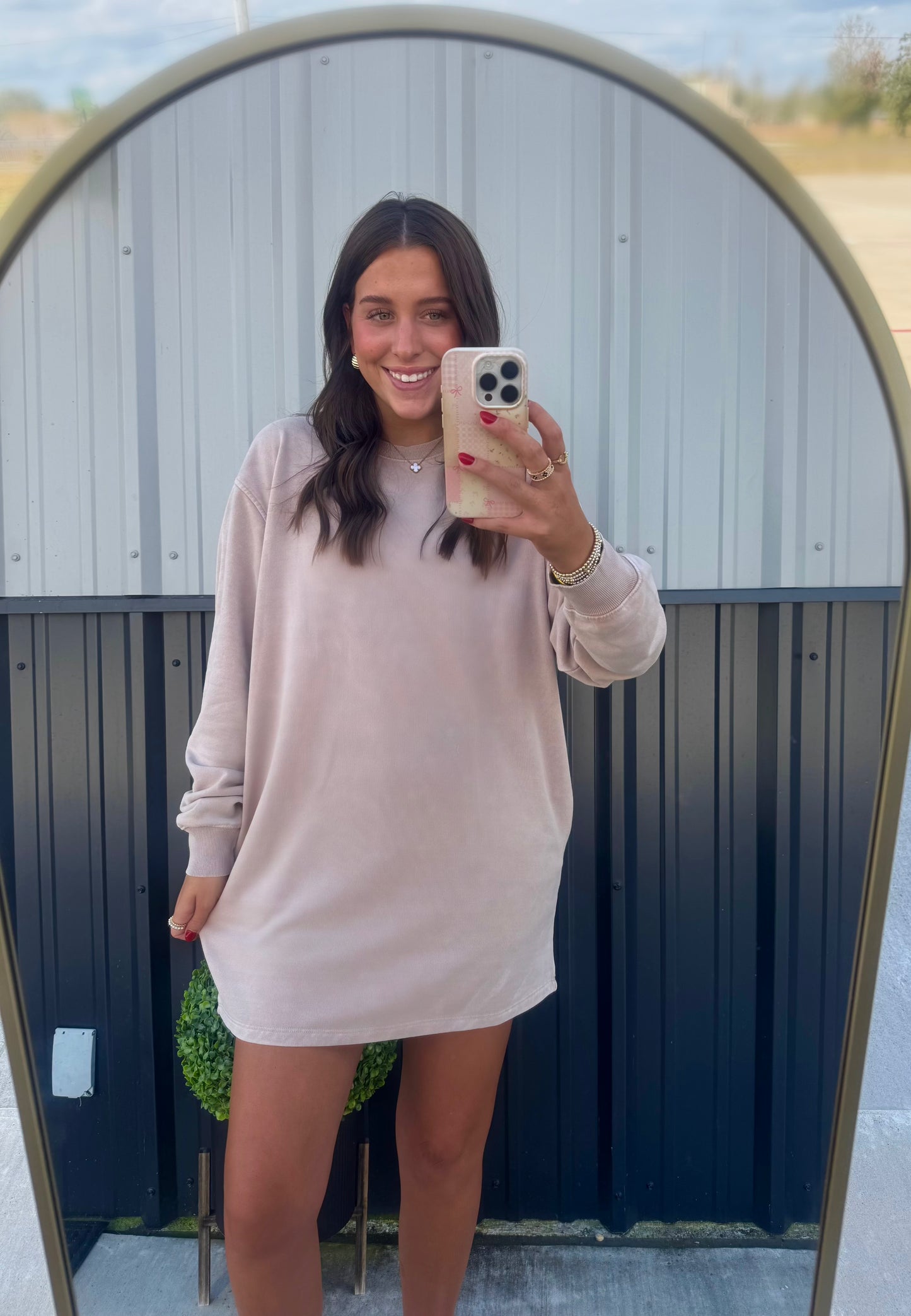 Taupe Sweatshirt Dress